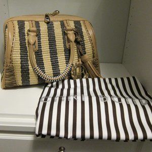 Henri Bendel Striped Straw Barrel Bag